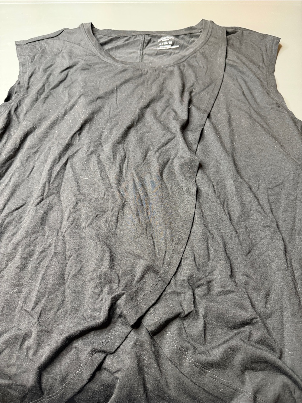 Women's Nursing - Black Sleeveless Draped Front Top. Size: XL